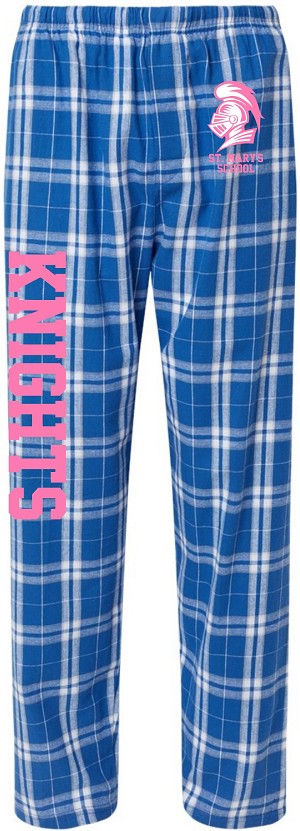Royal/Silver Flannels - Pink Print 